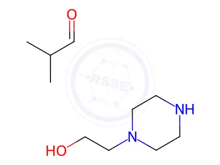 Chemical structure of Propanal, 2-methyl-, polymer with 1-piperazineethanol