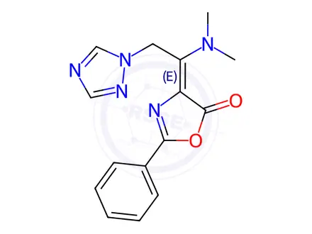 Chemical structure of (4E)-4-[1-(Dimethylamino)-2-(1H-1,2,4-triazol-1-yl)ethylidene]-2-phenyl-4,5-dihydro-1,3-oxazol-5-one