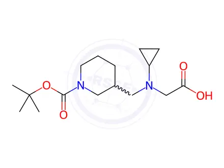Chemical structure of 3-[(Carboxymethyl-cyclopropyl-amino)-methyl]-pyrrolidine-1-carboxylic acid tert-butyl ester