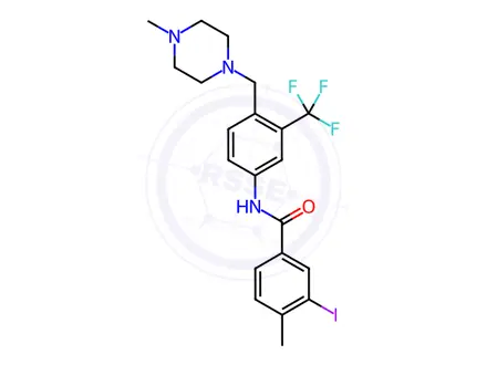Chemical structure of 3-Iodo-4-methyl-N-[4-[(4-methyl-1-piperazinyl)methyl]-3-(trifluoromethyl)phenyl]benzamide