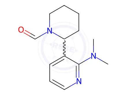Chemical structure of 2-(2-(Dimethylamino)pyridin-3-yl)piperidine-1-carbaldehyde