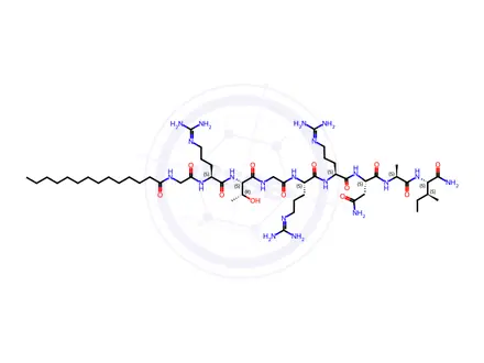 Chemical structure of (S)-N1-((S)-1-(((2S,3S)-1-Amino-3-methyl-1-oxopentan-2-yl)amino)-1-oxopropan-2-yl)-2-((2S,5S,11S,14S)-2,5,14-tris(3-guanidinopropyl)-11-((R)-1-hydroxyethyl)-4,7,10,13,16,19-hexaoxo-3,6,9,12,15,18-hexaazadotriacontanamido)succinamide