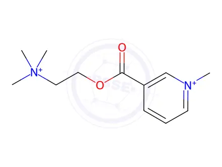 Chemical structure of trimethyl-[2-(1-methylpyridine-5-carbonyl)oxyethyl]azanium diiodide