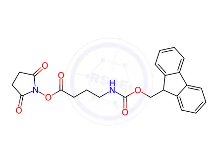 Chemical structure of Butanoic acid, 4-[[(9H-fluoren-9-ylmethoxy)carbonyl]amino]-, 2,5-dioxo-1-pyrrolidinyl ester