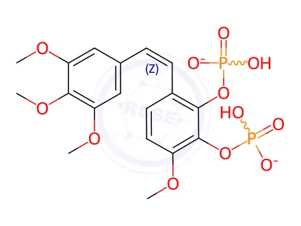 Chemical structure of 1014615-46-3 Q9F7QEH36F OXI-4503 dipotassium salt UNII-Q9F7QEH36F 1,2-Benzenediol, 3-methoxy-6-((1Z)-2-(3,4,5-trimethoxyphenyl)ethenyl)-, 1,2-bis(dihydrogen phosphate), potassium salt (1:2) Combretastatin A-1 bis(phosphate) dipotassium salt Combretastatin A1 Diphosphate