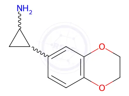 Chemical structure of 2-(2,3-dihydro-1,4-benzodioxin-6-yl)cyclopropan-1-amine hydrochloride