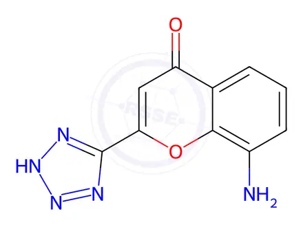 Chemical structure of 8-Amino-4-oxo-2-(tetrazol-5-yl)benzopyran Hydrochloride