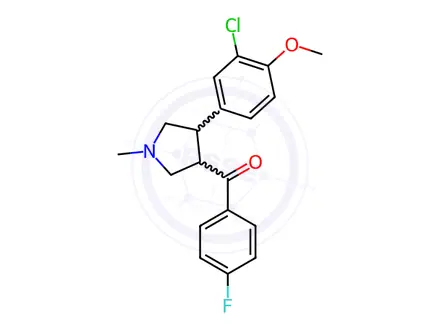Chemical structure of (4-(3-Chloro-4-methoxyphenyl)-1-methylpyrrolidin-3-yl)(4-fluorophenyl)methanone