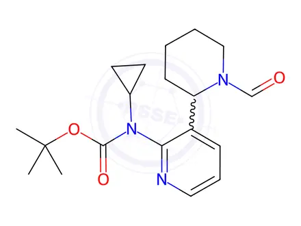 Chemical structure of tert-Butyl cyclopropyl(3-(1-formylpiperidin-2-yl)pyridin-2-yl)carbamate