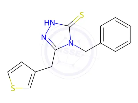 Chemical structure of 4-Benzyl-5-(thiophen-3-ylmethyl)-4H-1,2,4-triazole-3-thiol