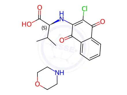 Chemical structure of L-Valine, N-(3-chloro-1,4-dihydro-1,4-dioxo-2-naphthalenyl)-, compd. w ith morpholine (1:1)
