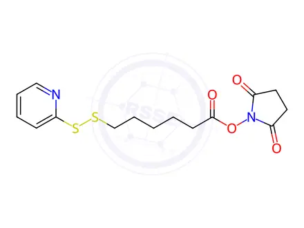 Chemical structure of N-Succinimidyl-6-(2-Pyridyldithio)capronate