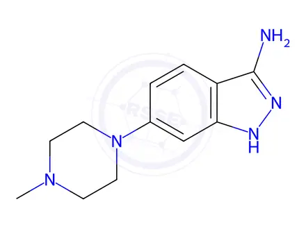 Chemical structure of 6-(4-Methyl-1-piperazinyl)-1H-indazol-3-ylamine