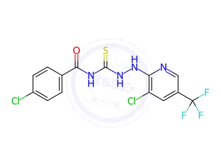Chemical structure of 4-Chloro-N-(2-(3-chloro-5-(trifluoromethyl)pyridin-2-yl)hydrazine-1-carbonothioyl)benzamide