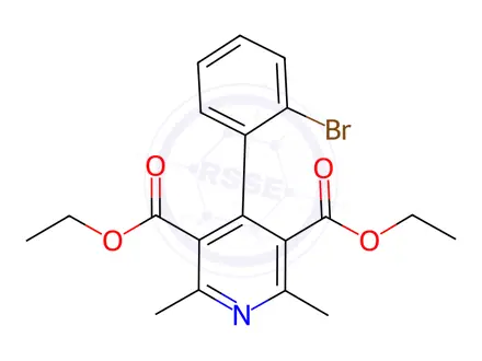 Chemical structure of 4-(2-Bromophenyl)-2,6-dimethyl-3,5-pyridinedicarboxylic Acid Diethyl Ester