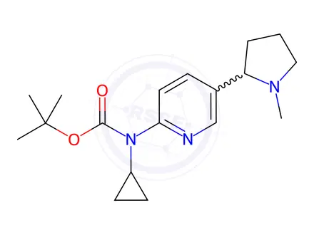 Chemical structure of tert-Butyl cyclopropyl(5-(1-methylpyrrolidin-2-yl)pyridin-2-yl)carbamate