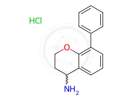 Chemical structure of 8-Phenyl-3,4-dihydro-2h-1-benzopyran-4-amine hydrochloride