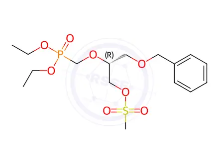 Chemical structure of Phosphonic acid, [[1-[[(methylsulfonyl)oxy]methyl]-2-(phenylmethoxy)ethoxy]methyl]-, diethyl ester-R