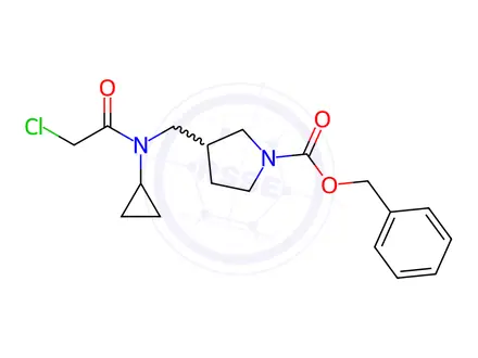 Chemical structure of Benzyl 3-((2-chloro-N-cyclopropylacetamido)methyl)pyrrolidine-1-carboxylate