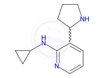 Chemical structure of N-cyclopropyl-3-(pyrrolidin-2-yl)pyridin-2-amine