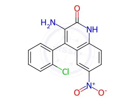 Chemical structure of 3-Amino-4-(2-chlorophenyl)-6-nitro-2(1H)-quinolinone-d4 (Clonazepam Impurity)
