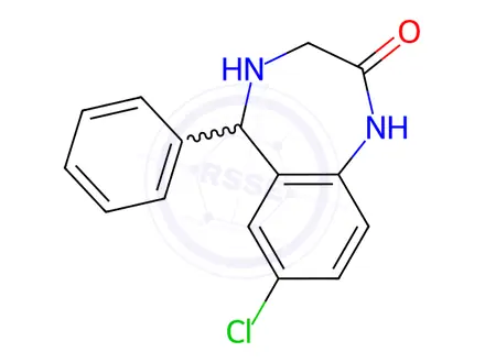 Chemical structure of 7-Chloro-5-phenyl-4,5-dihydro-1H-benzo[e][1,4]diazepin-2(3H)-one