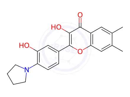 Chemical structure of 3-Hydroxy-2-[3-hydroxy-4-(pyrrolidin-1-yl)phenyl]-6,7-diMethylchroMen-4-one