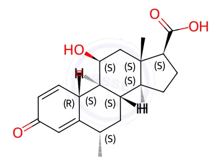 Chemical structure of 6α-Methyl Prednisolone 17-Deshydroxy 17β-Carboxylic Acid
