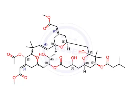 Chemical structure of Butanoic acid, (1S,3S,5Z,7R,8E,11S,12S,13E,15S,17R,21R,23R,25S)-1,11,21-trihydroxy-17-(1R)-1-hydroxyethyl-5,13-bis(2-methoxy-2-oxoethylidene)-10,10,26,26-tetramethyl-19-oxo-18,27,28,29-tetraoxatetracyclo21.3.1.13,7.111,15nonacos-8-ene-12,25-diyl ester