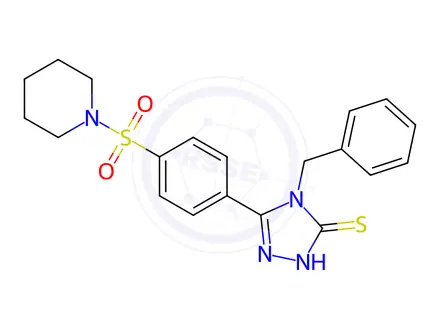 Chemical structure of 4-Benzyl-5-(4-(piperidin-1-ylsulfonyl)phenyl)-4H-1,2,4-triazole-3-thiol