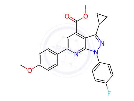 Chemical structure of Methyl 3-cyclopropyl-1-(4-fluorophenyl)-6-(4-methoxyphenyl)-1h-pyrazolo[3,4-b]pyridine-4-carboxylate