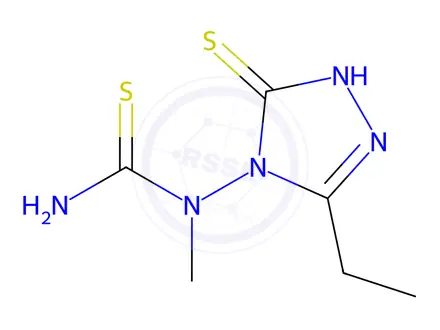 Chemical structure of Thiourea, N-(3-ethyl-1,5-dihydro-5-thioxo-4H-1,2,4-triazol-4-yl)-N-methyl-(9CI)