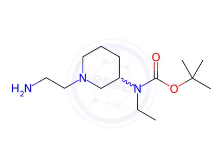 Chemical structure of [1-(2-Amino-ethyl)-piperidin-3-yl]-ethyl-carbamic acid tert-butyl ester