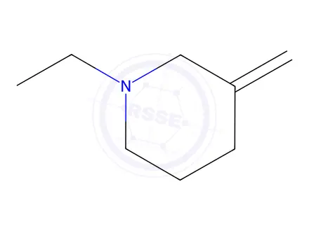 Chemical structure of Piperidine, 1-ethyl-3-methylene-(9CI)