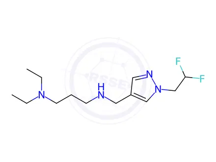 Chemical structure of N'-{[1-(2,2-difluoroethyl)-1H-pyrazol-4-yl]methyl}-N,N-diethylpropane-1,3-diamine