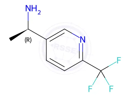 Chemical structure of 3-Pyridinemethanamine, α-methyl-6-(trifluoromethyl)-, hydrochloride (1:2), (αR)-