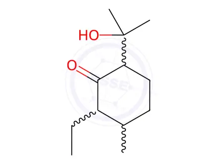 Chemical structure of Cyclohexanone, 2-ethyl-6-(1-hydroxy-1-methylethyl)-3-methyl-