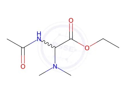 Chemical structure of Acetic acid, (acetylamino)(dimethylamino)-, ethyl ester (9CI)