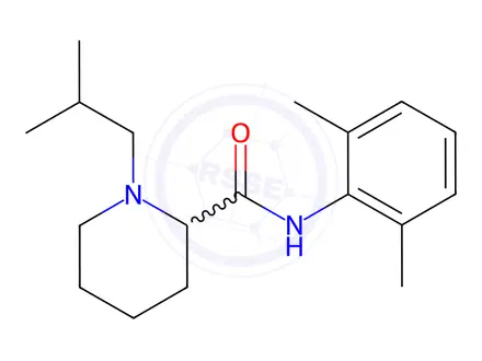 Chemical structure of N-(2,6-dimethylphenyl)-1-(2-methylpropyl)piperidine-2-carboxamide