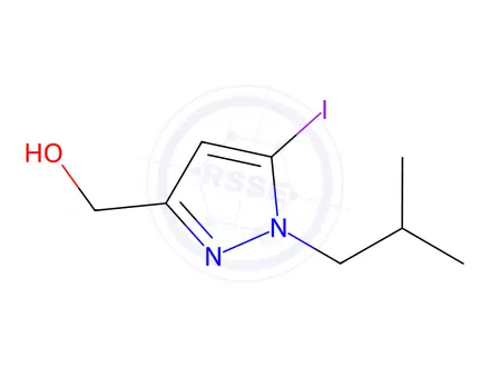 Chemical structure of (5-iodo-1-isobutyl-1H-pyrazol-3-yl)methanol