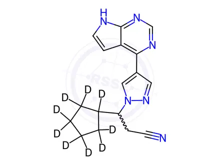 Chemical structure of Ruxolitinib Phosphate Impurity 7-d9 (rac-Ruxolitinib-d9)