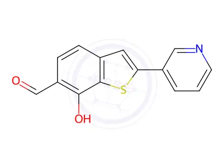Chemical structure of 7-Hydroxy-2-(3-pyridinyl)-1-benzothiophene-6-carbaldehyde