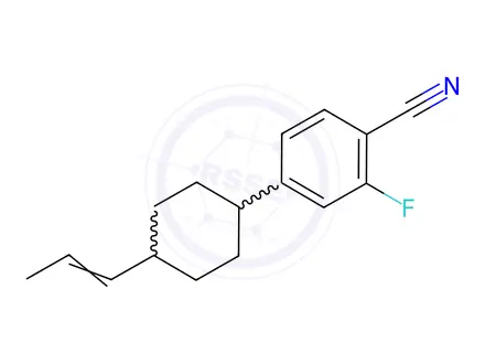 Chemical structure of Benzonitrile, 2-fluoro-4-[trans-4-(1E)-1-propen-1-ylcyclohexyl]-