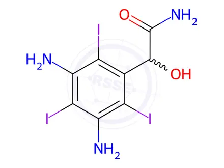 Chemical structure of Benzeneacetamide, 3,5-diamino--alpha--hydroxy-2,4,6-triiodo-