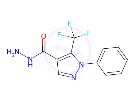 Chemical structure of 1-phenyl-5-(trifluoromethyl)-1H-pyrazole-4-carbohydrazide