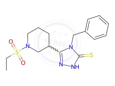 Chemical structure of 4-Benzyl-5-(1-(ethylsulfonyl)piperidin-3-yl)-4H-1,2,4-triazole-3-thiol