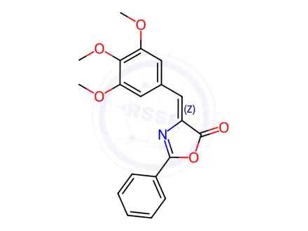 Chemical structure of (Z)-2-phenyl-4-(3,4,5-trimethoxybenzylidene)oxazol-5(4H)-one