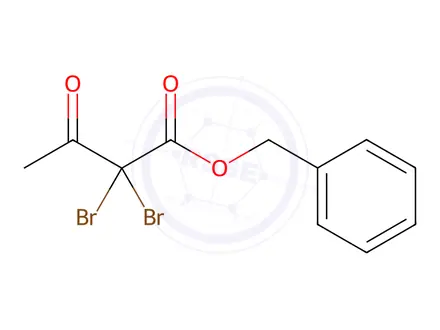 Chemical structure of Butanoic acid, 2,2-dibroMo-3-oxo-, phenylMethyl ester