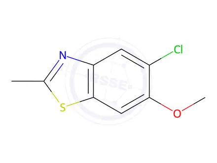 Chemical structure of Benzothiazole, 5-chloro-6-methoxy-2-methyl-(9CI)