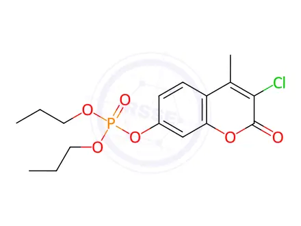 Chemical structure of Phosphoric acid 3-chloro-4-methyl-2-oxo-2H-1-benzopyran-7-yldipropyl ester